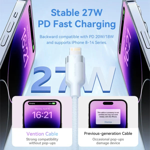 Vention LALBH USB 2.0 Type-C Male to Lightning Male 3A Cable 2 Metres