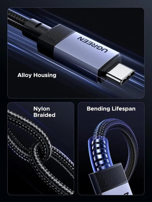 UGREEN 240W USB C Cable Gen2 10Gbps USB 3.2 Supporting 4K 60Hz Video Output Fast Charging Cable