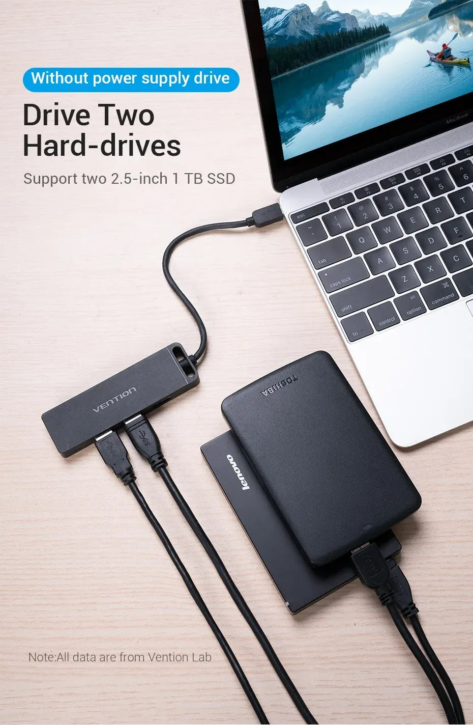 Vention Type-C to 4-Port USB 3.0 Hub with Power Supply Black 0.15M ABS Type (VEN TGKBB)