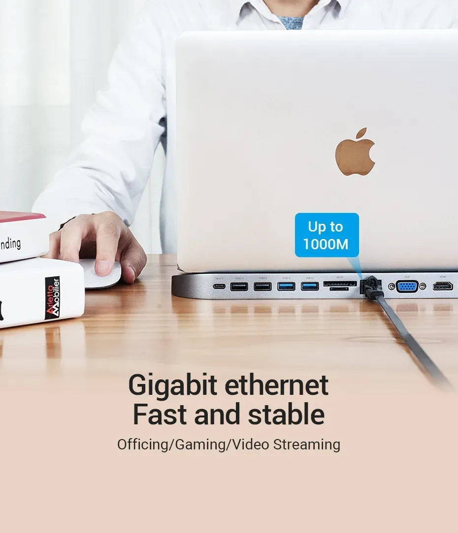Vention USB-C MULTI-FUNCTIONAL 12 in 1 DOCKING STATION (VEN THEBC) Type-C to HDMI/VGA,USB-C/ USB2.0*2/ USB3.0*2/SD/TF/ RJ45/ VGA/ HDMI/ PD/ 3.5mm