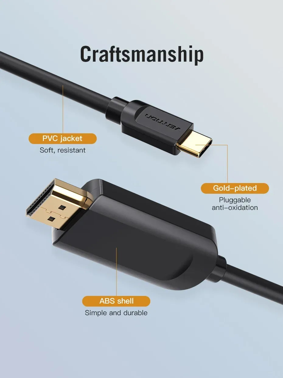 Vention USB-C to HDMI Cable – 2M, Black (VEN CGUBH)