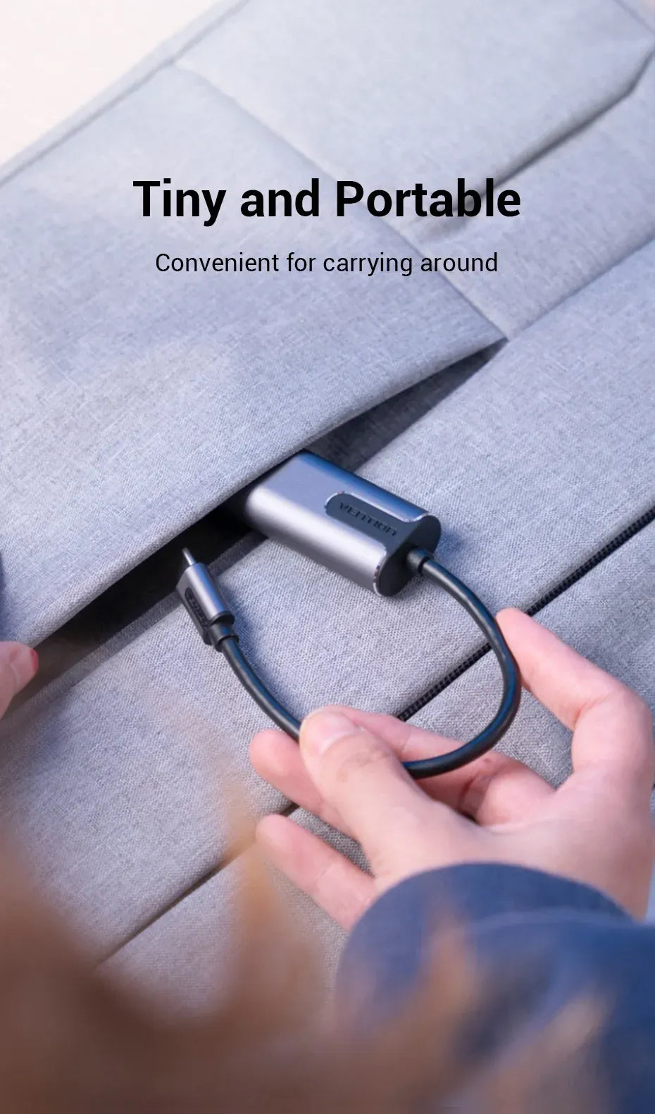 Vention USB-C to Gigabit Ethernet Adapter – 0.15M Cable, Gray Aluminum Alloy (VEN CFNHB)