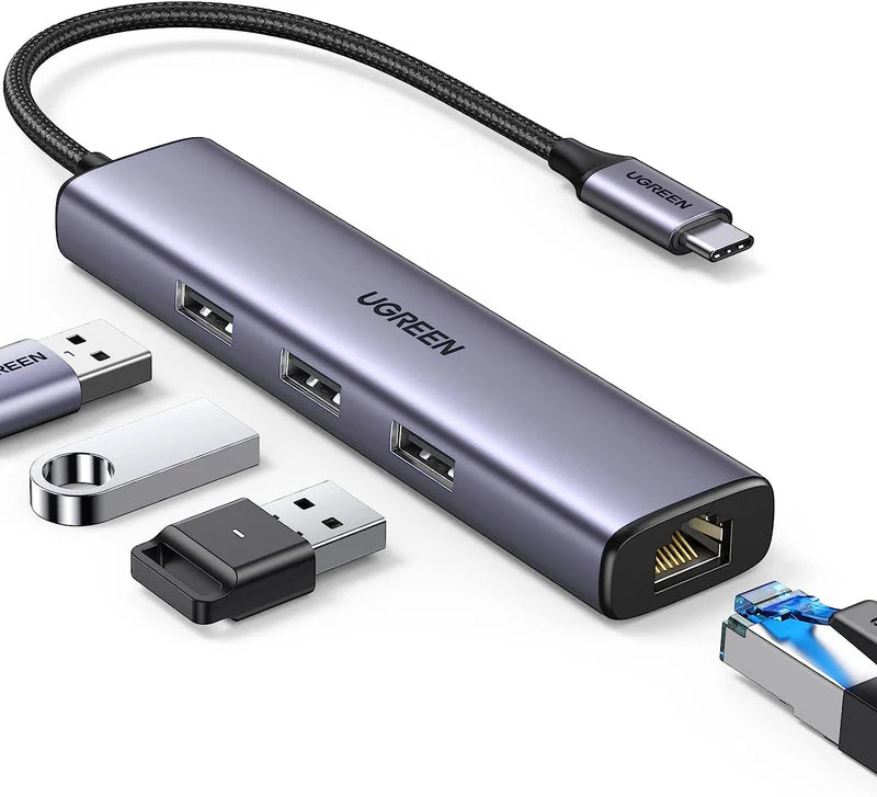 UGREEN CM475 20915 USB-C to USB 3.0 Hub (3 Ports) + Gigabit Ethernet 4 In 1 Hub
