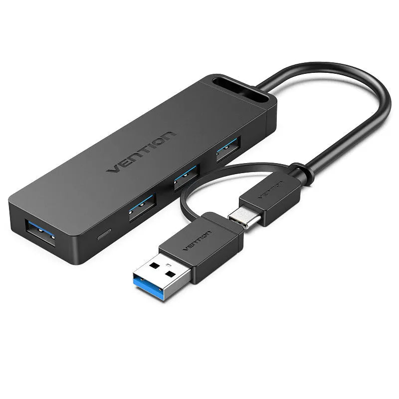 Vention 4-Port USB 3.0 Hub with Type C & USB 3.0 2-in-1 Interface and Power Supply 0.15M ABS Type (VEN CHTBB)