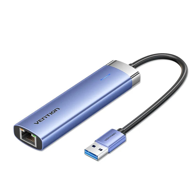 Vention 5-in-1 USB 3.0 to USB 3.0 x 3/RJ45/USB-C Hub 0.15M Blue Aluminum Alloy Type (VEN TGFSB)