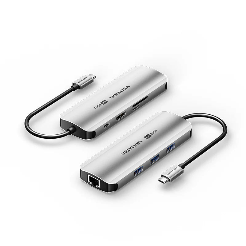 Vention 8-in-1 USB-C 100W Docking Station (3 x USB 3.0, RJ45, SD/TF,HDMI, 100W PD)-TQKHB