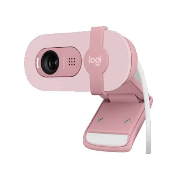 Logitech Brio 100 Rose Full HD Webcam for Meetings and Streaming Auto-Light Balance Built-in Mic Privacy Shutter for Microsoft Teams Google Meet Zoom and More