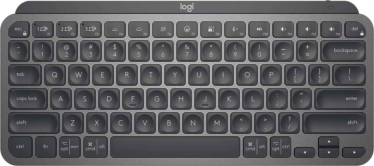Logitech MX Keys Mini Minimalist Wireless Illuminated Keyboard Compact Bluetooth Backlit USB-C Compatible with Apple macOS iOS Windows Linux Android Metal Build