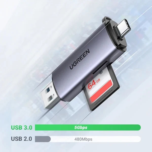 UGREEN SD / micro SD card reader for USB 3.0 / USB Type C 3.0 gray CM185 50706