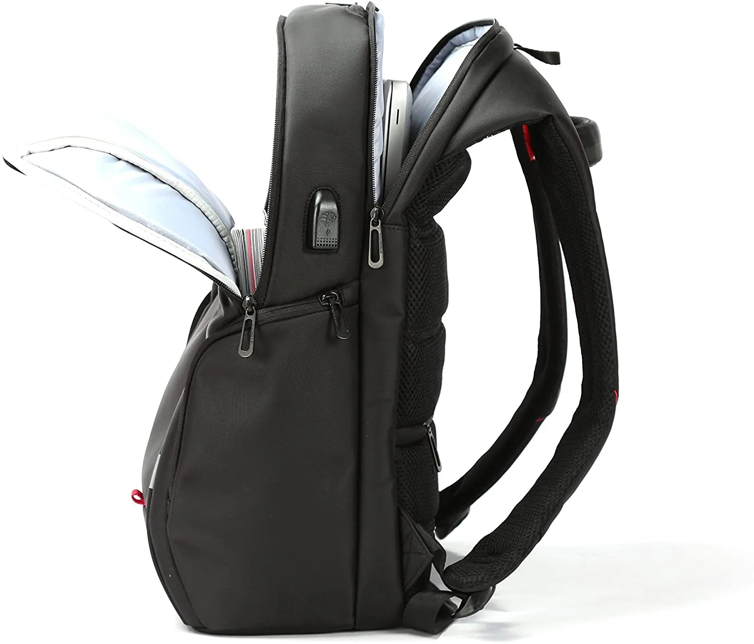 KINGSONS KS3140W 15.6 inches City Elite Bag Designer Laptop Backpack Water-Resistant Laptop Rucksack with USB Charging Port – Black