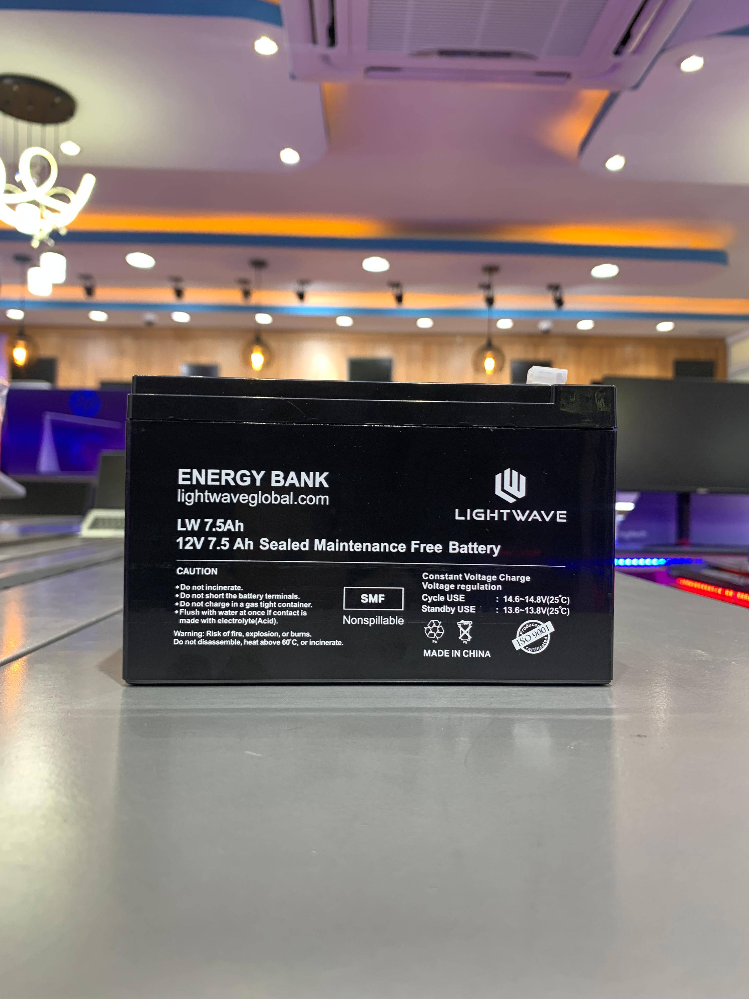 Lightwave 12V/7.5AH Ups battery-High Performance SMF battery