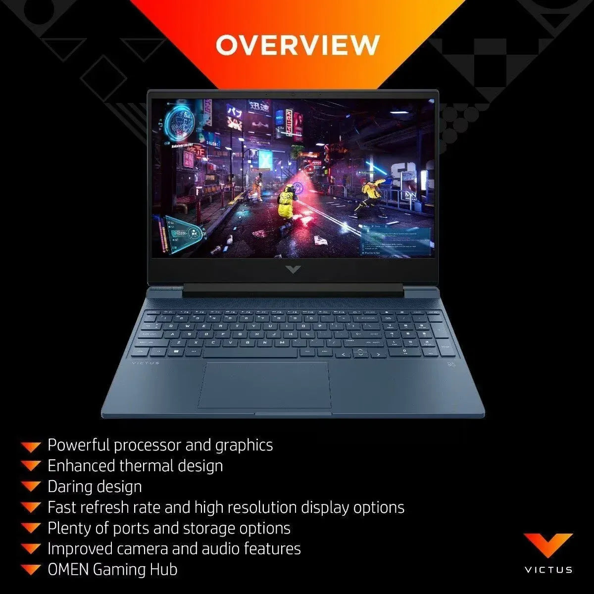 HP Victus Gaming Laptop 15-fa Intel Core i5-12450H 16GB RAM 512GB SSD 15.6 Inch 144Hz Refresh Rate Display 4GB NVIDIA GTX 1650 Graphics Card