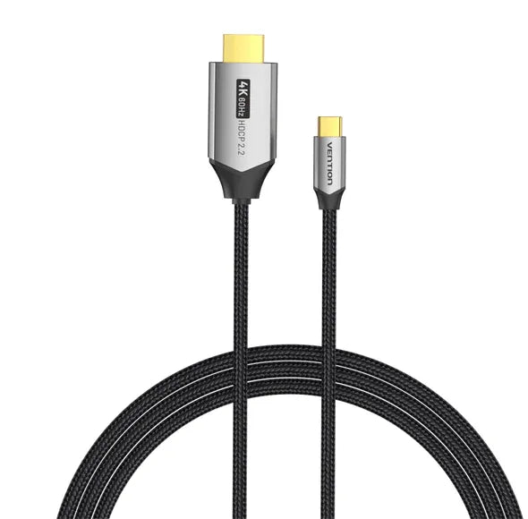 Vention USB-C to HDMI Cable (VEN CRBBH)– 2M, Cotton Braided, Black Aluminum Alloy
