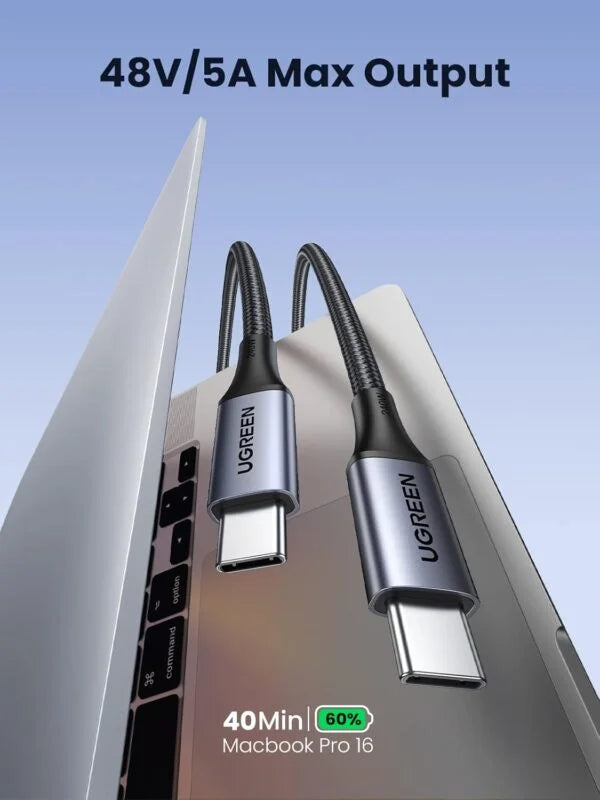 UGREEN US535 90440 240W USB-C to USB-C, 480MBs, PD Fast Charging Cable 5A Max Space Gray 5m
