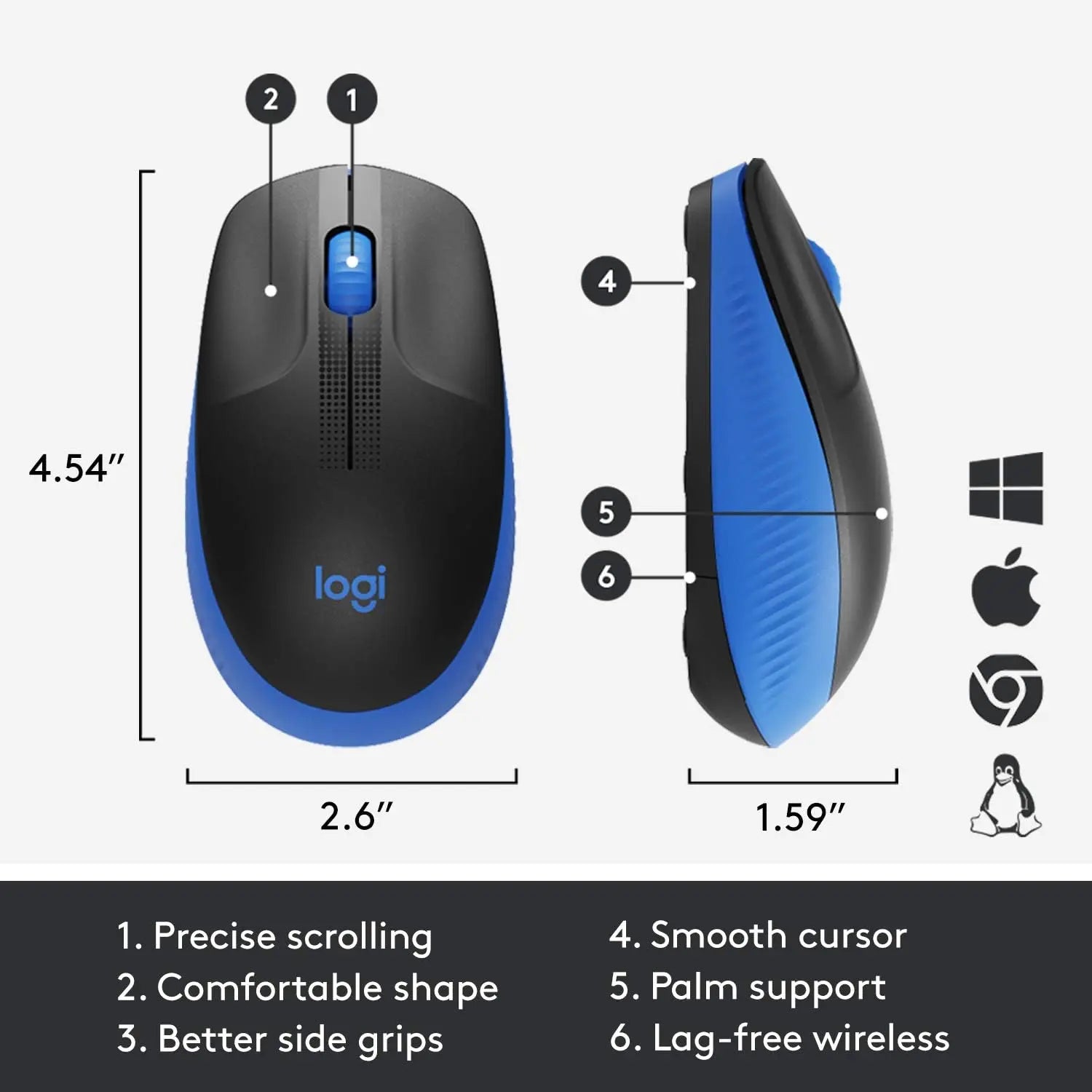 Logitech Wireless Mouse M191 Full Size Mouse-Blue