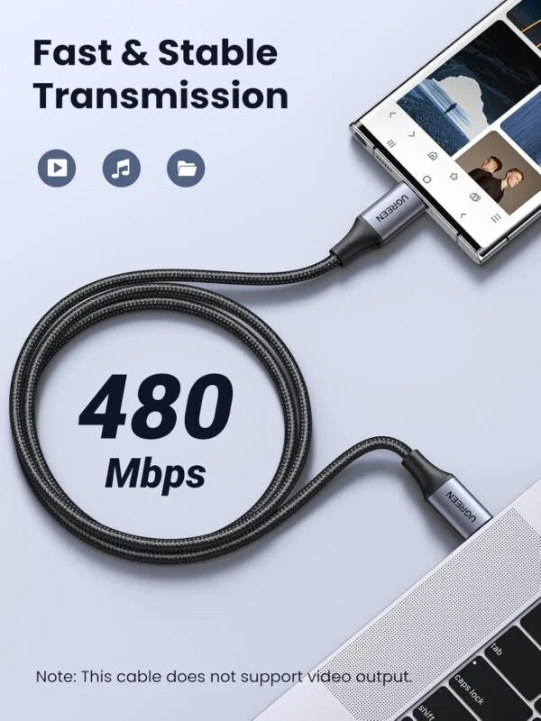 UGREEN US535 90440 240W USB-C to USB-C, 480MBs, PD Fast Charging Cable 5A Max Space Gray 5m