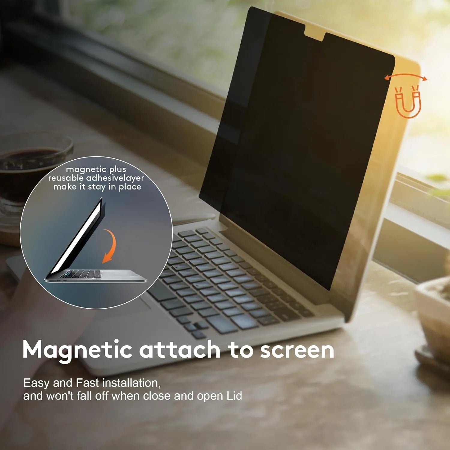 Magnetic Privacy Screen for MacBook Pro 16 inch (2019-2023) Model A2141, A2485, A2780, A2991 Removable Screen Protector, Blue Light Blocking Anti Glare Protector