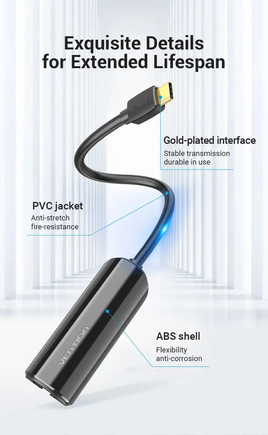 Vention USB-C to 100M Ethernet Adapter 0.15M Black (VEN CFABB)
