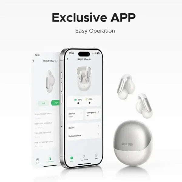 UGREEN HiTune S5 Headphones Wireless, Open-Ear Noise Cancelling Earbuds (White) WS210 45761