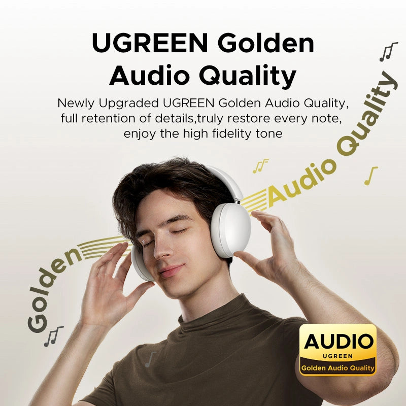UGREEN Studio Max2 80Hrs Wireless Headphone With Dual Mode Connectivity (Light Gray) HP205 45017