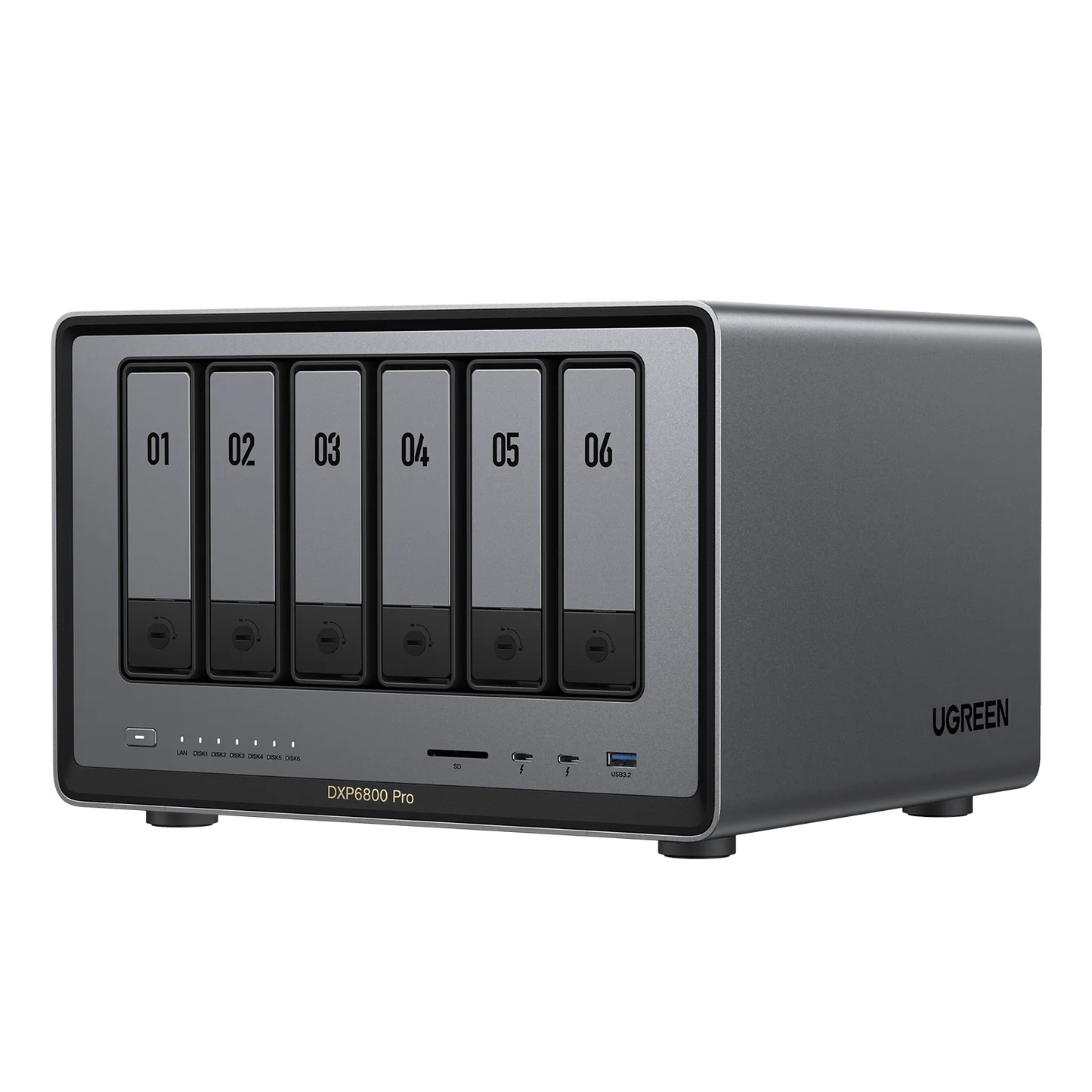 UGREEN NASync DXP6800 Pro 6-Bay Desktop NAS, Intel i5 1235u 10-Core CPU, 8GB DDR5 RAM, Built-in 128G SSD for System, 2X 10GbE, 2XM.2 NVMe Slots, 8K HDMI, Network Attached Storage (Diskless)