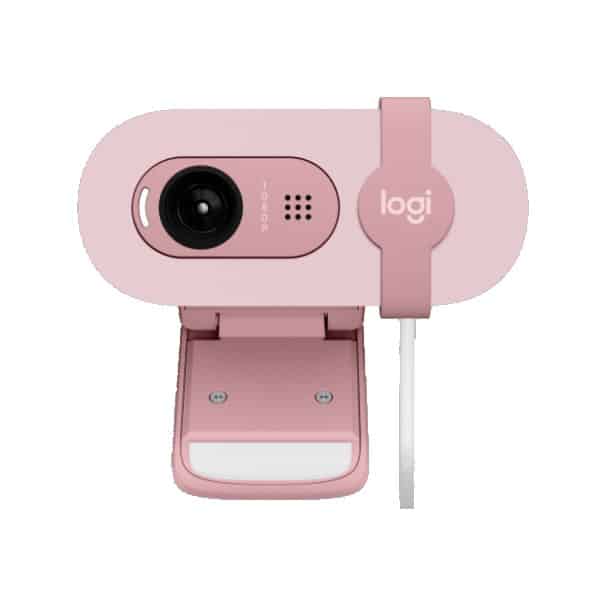 Logitech Brio 100 Rose Full HD Webcam for Meetings and Streaming Auto-Light Balance Built-in Mic Privacy Shutter for Microsoft Teams Google Meet Zoom and More