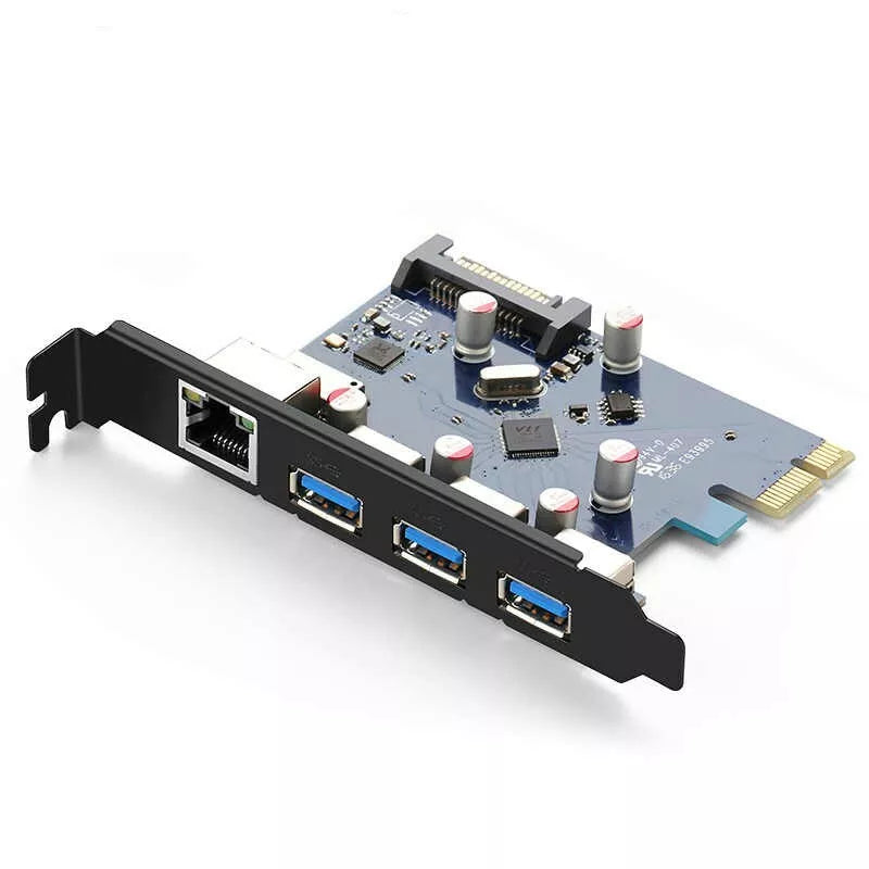UGREEN PCI Express 3-Port USB 3.0 Card Gibabit Lan Adapter Converter For Desktop PC