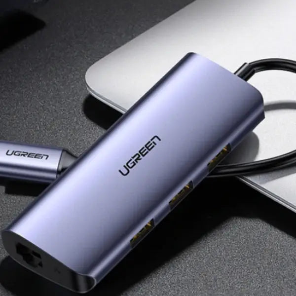 UGREEN USB-C to 3 USB 3.0 A Hub + Gigabit RJ45 + 100W PD 5 In 1 Docking Station CM252 60717