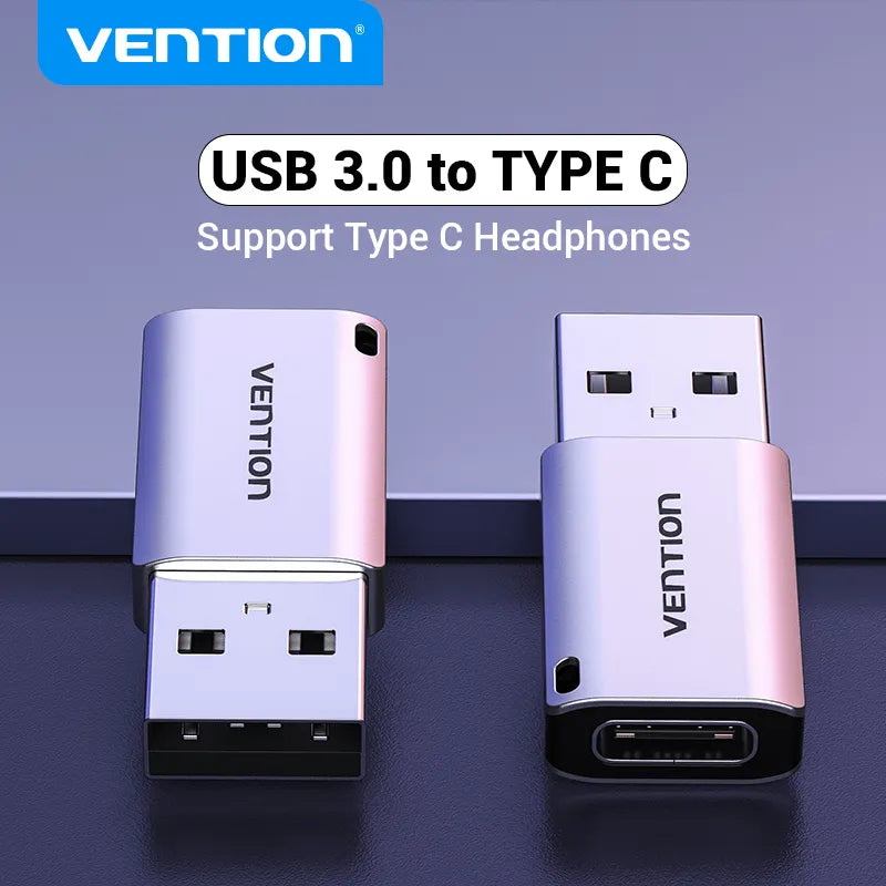 Vention USB 3.0 Male to USB-C Female Adapter Gray Aluminum Alloy Type (VEN CDPH0)