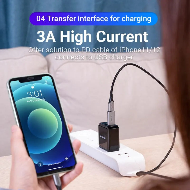 Vention USB 3.0 Male to USB-C Female Adapter Gray Aluminum Alloy Type (VEN CDPH0)