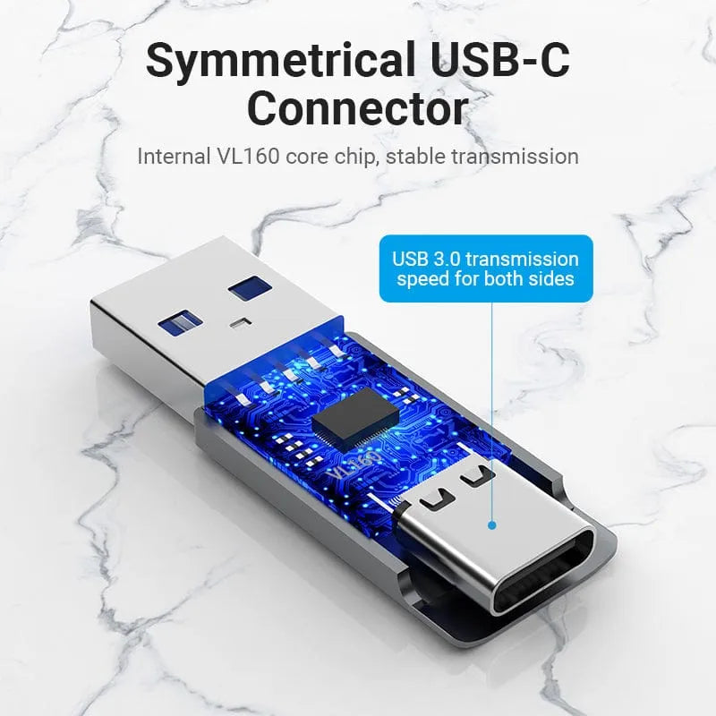 Vention USB 3.0 Male to USB-C Female Adapter Gray Aluminum Alloy Type (VEN CDPH0)