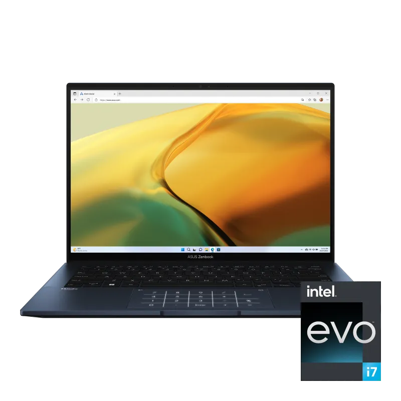 ASUS Zenbook 14 OLED - UX3402ZA Laptop 12th Gen Intel Core™ i7-1260P 2.1 GHz EVO Intel® Iris Xe Graphics 14.0 Inch WQXGA  Touch Screen Display 16GB LPDDR5 Onboard Ram 512GB SSD Windows 11 Ponder Blue